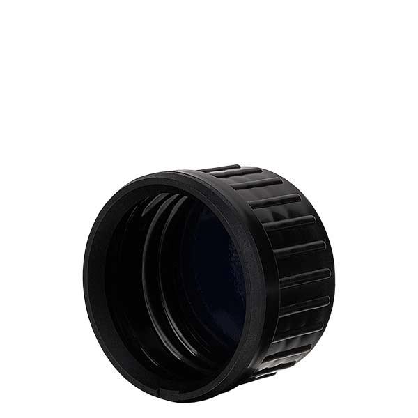 Capsule à vis noire pour bouteilles d'huile violettes