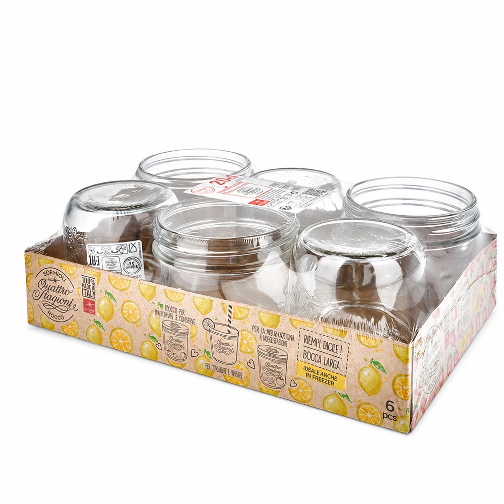 Lot de 6 bocaux de 200ml Quattro Stagioni avec couvercles en vente pour la conservation et le stockage