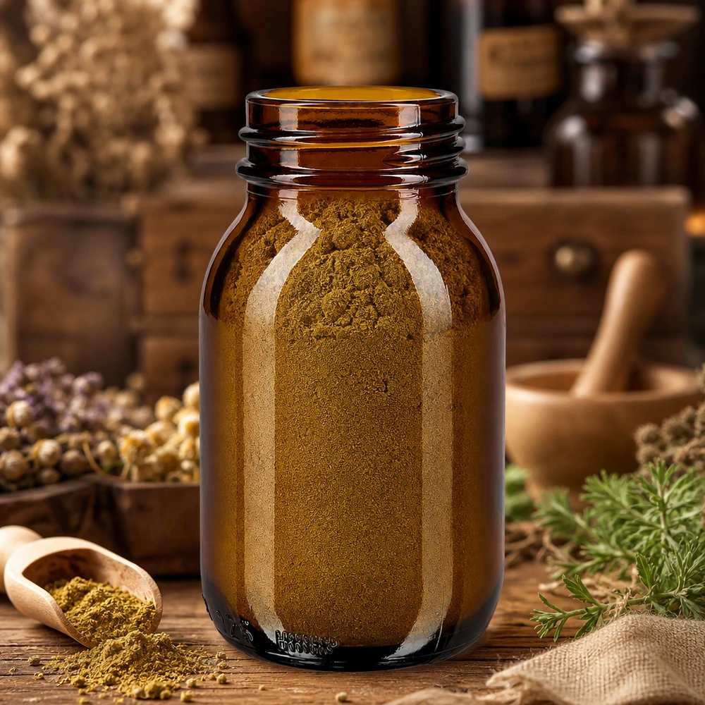 Flacon à col large 125ml verre brun Flacon de pharmacie 125ml en verre brun à large ouverture pour les poudres d'herbes et les épices