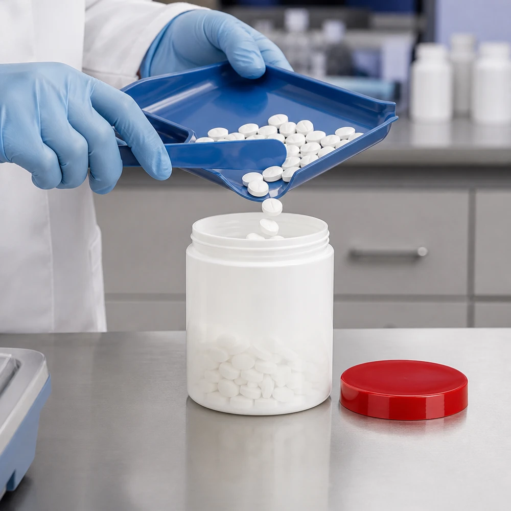 Boîte de pharmacie blanche de 30 g avec couvercle en PP rouge pour un stockage sûr des médicaments