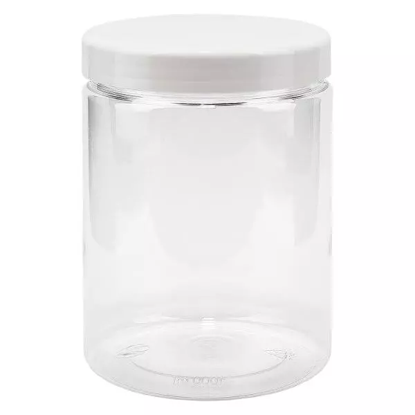 Pot à vis en PET clair 1000 ml avec couvercle blanc