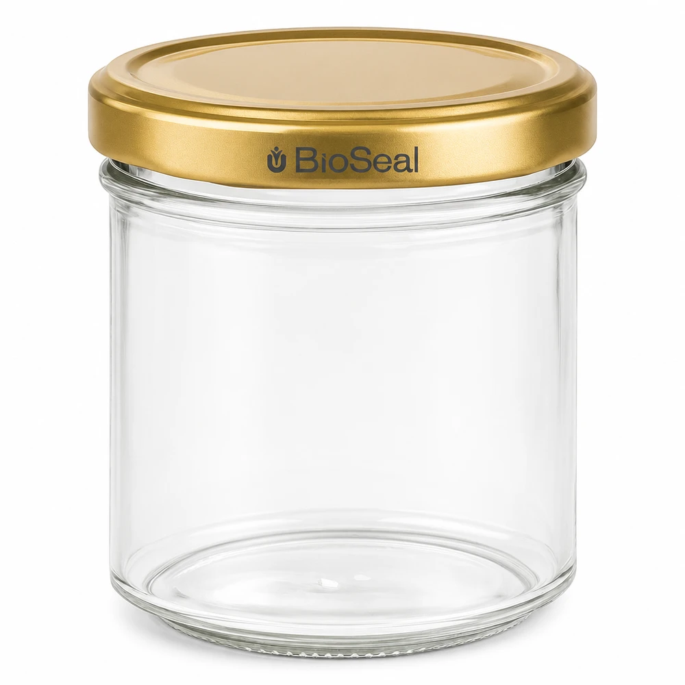 200g Pot de miel vide avec couvercle doré BioSeal transparent Pot de miel pour confiture