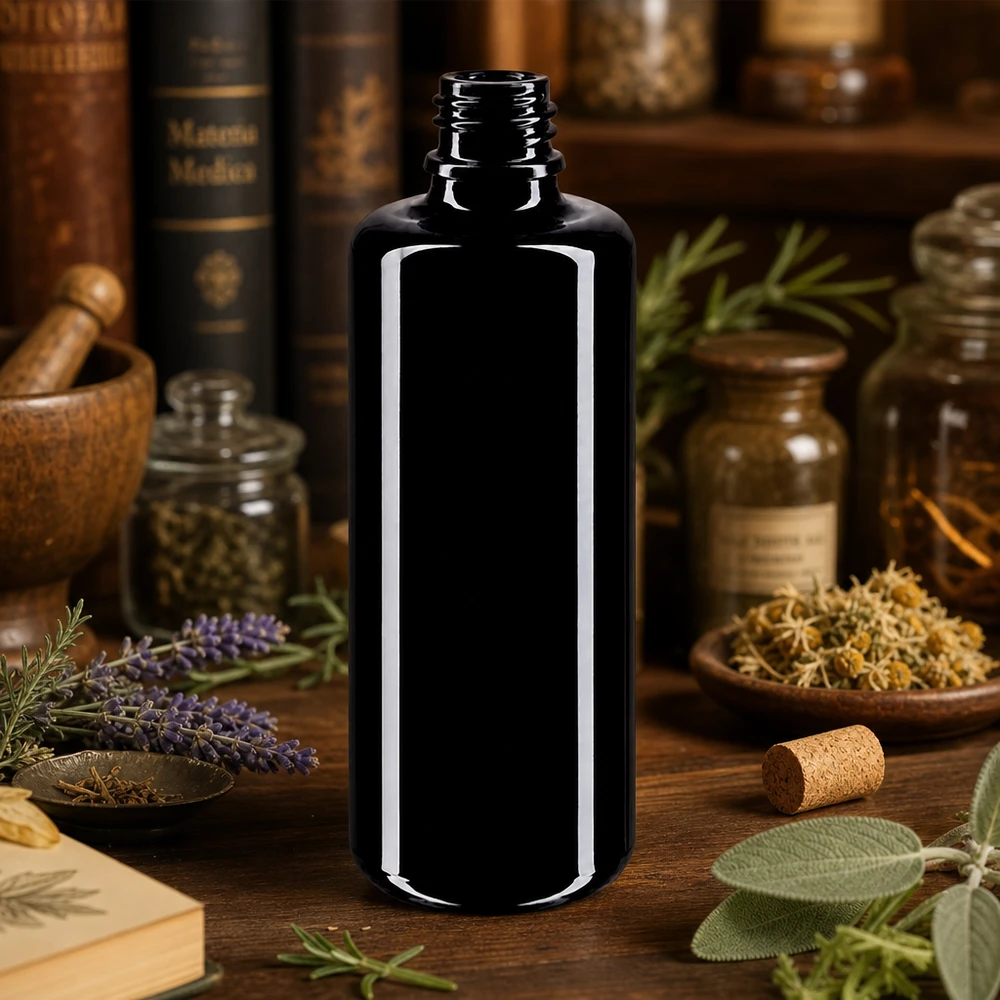 Flacon en verre violet 50 ml DIN18 (verre Miron) Flacon compte-gouttes Orion de 50 ml en verre Miron violet profond pour les substances et essences sensibles à la lumière