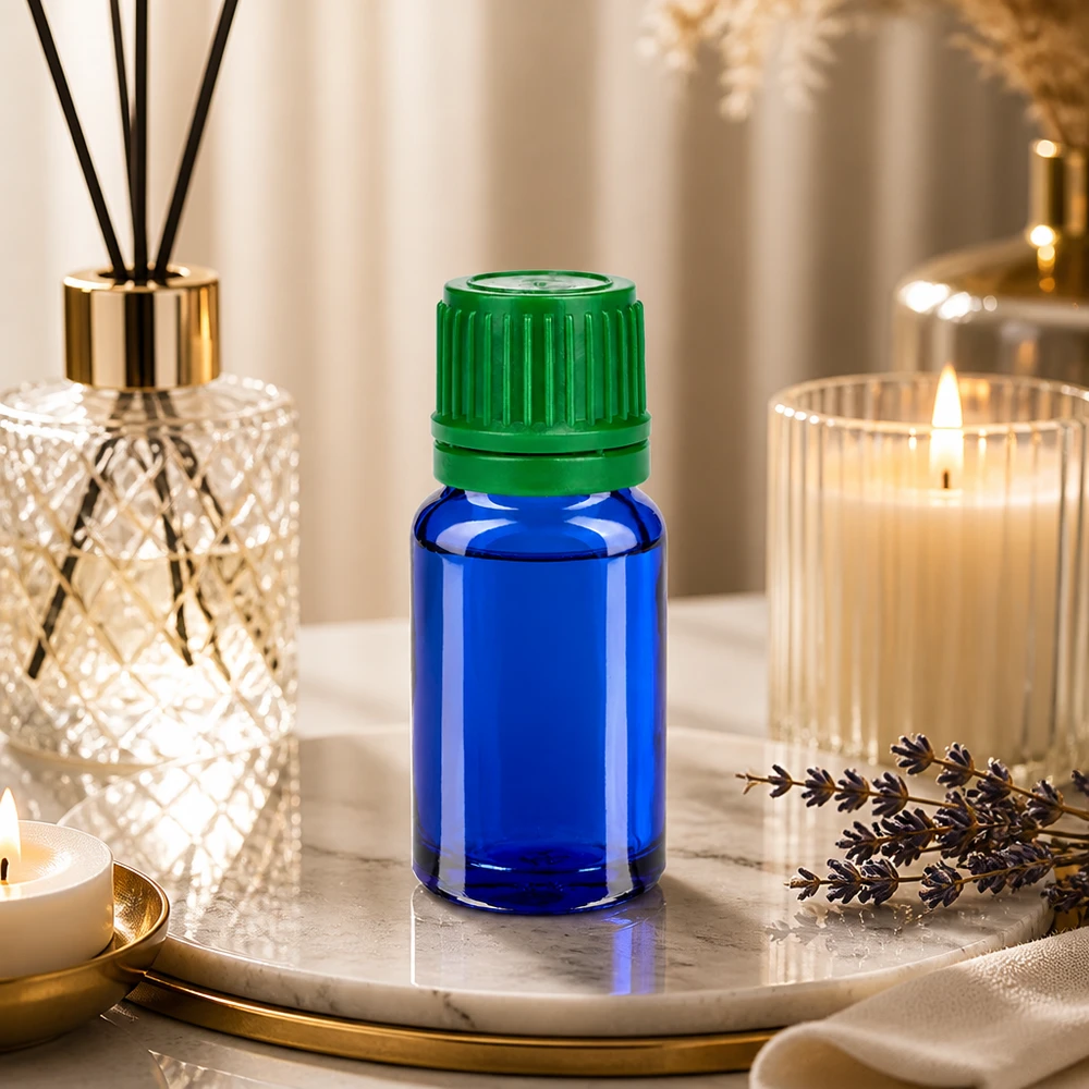 Flacon 10ml 11mm SV vert OV BlueLine UT18/10 Bouteille en verre premium de 10ml avec bouchon vert en PP idéale pour les cosmétiques et les mélanges de parfums DIY