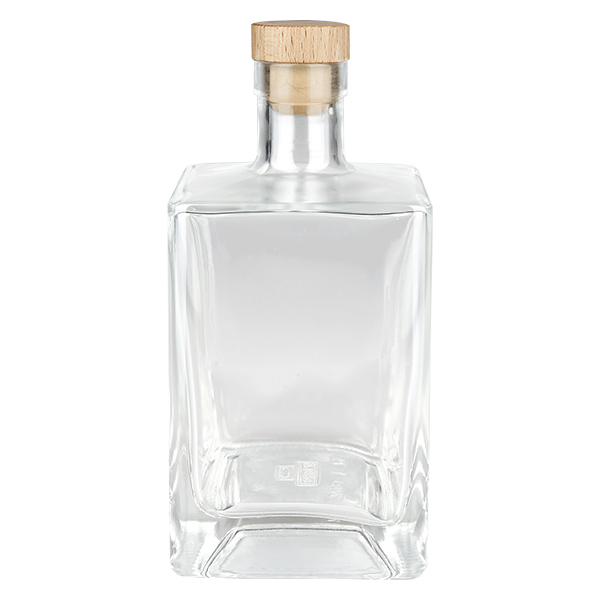 Bouteille en verre 700 ml « Gali » avec bouchon en bois UNiTWIST®