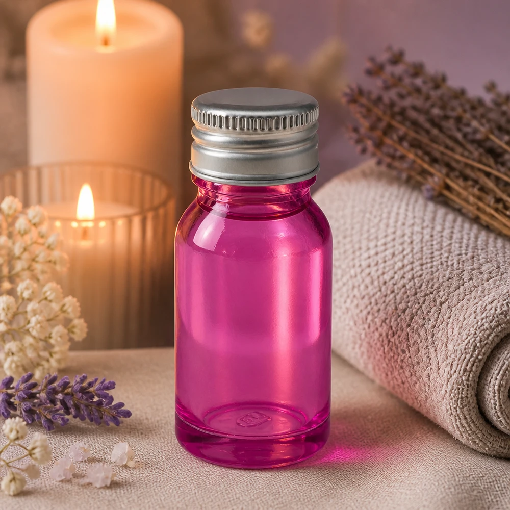 Bouteille 10ml bouchon à vis 11mm alu-argent standard PurpleLine.UT18/10 Flacon professionnel de 10 ml en violet avec bouchon étanche en aluminium-argenté