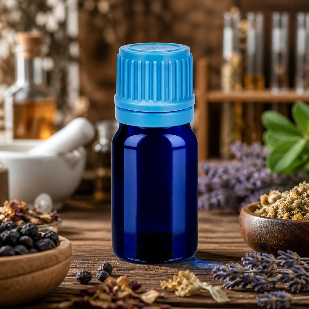 Flacon 5ml 11mm SV bleu OV BlueLine UT18/5 Flacon professionnel de 5ml avec bouchon bleu à visser pour les pharmacies et les naturopathes