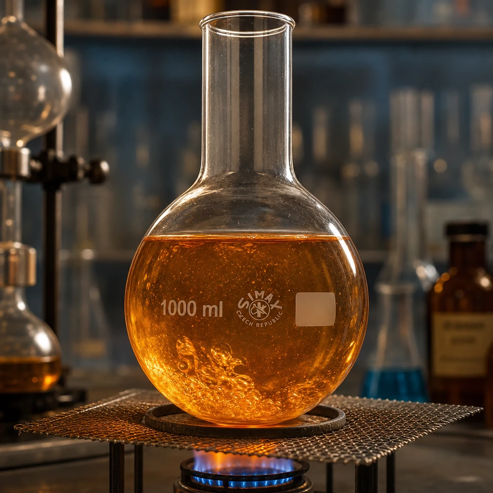 Ballon à fond plat 1000ml col large borosilicate avec bord arrondi Ballon rond 1000ml à col large en verre borosilicaté résistant à la chaleur pour hautes températures