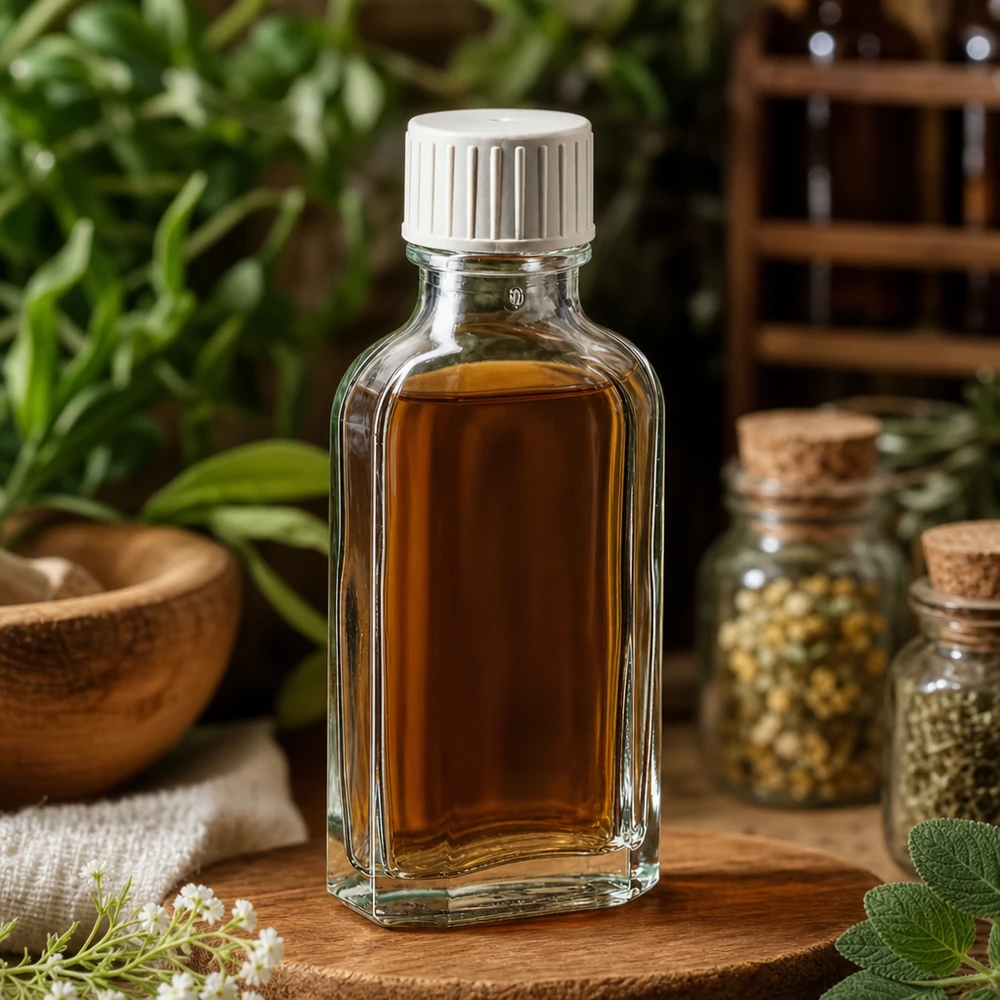 Flacon transparent Meplat de 50 ml avec bouchon à vis à sécurité enfant pour la médecine naturelle