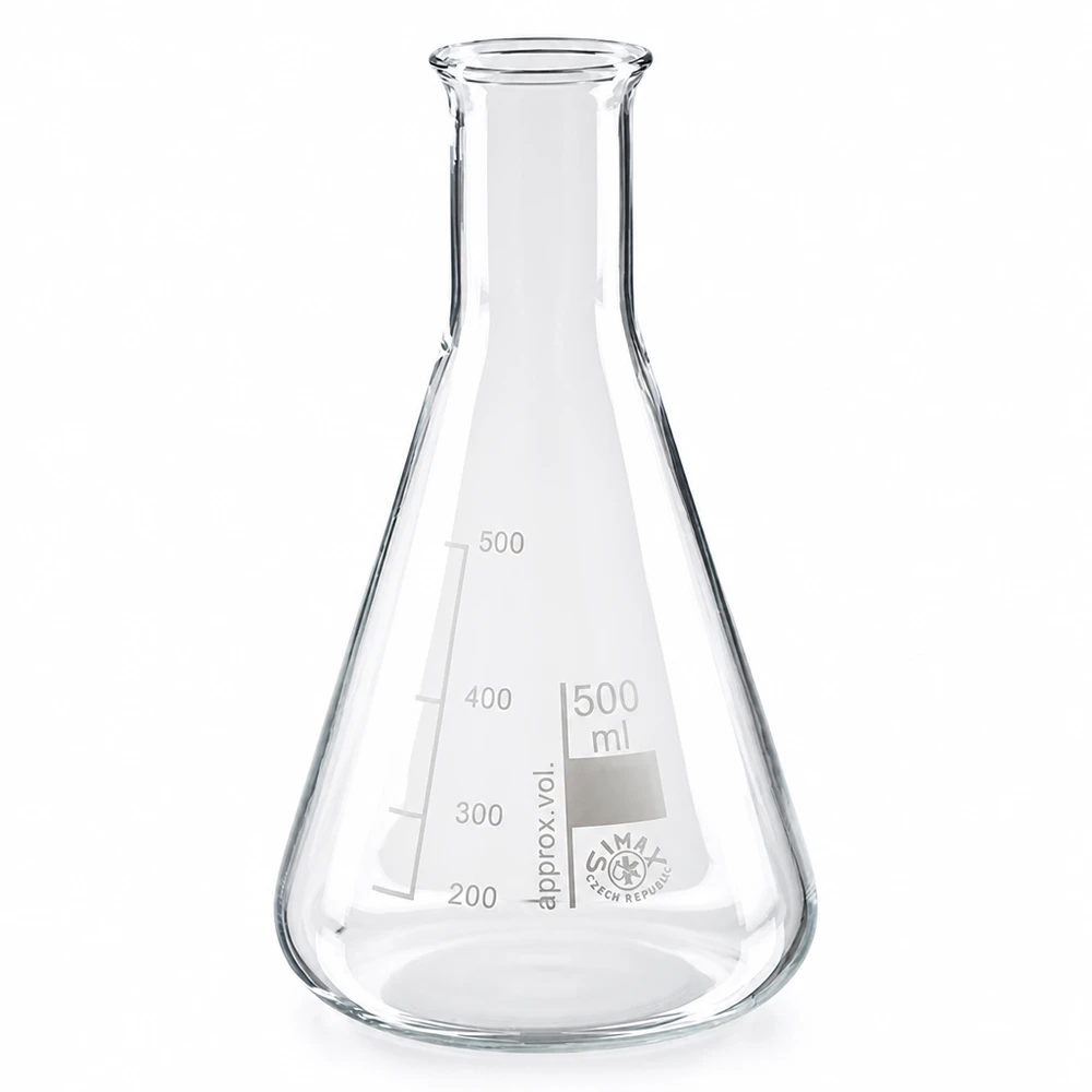 Erlenmeyer 500ml col large, verre borosilicate Erlenmeyer transparent 500ml col étroit avec des repères de volume clairs