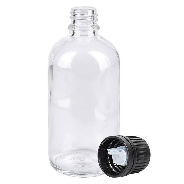 Flacon compte-gouttes 100ml. 1mm noir OV ClearL. UT18/100