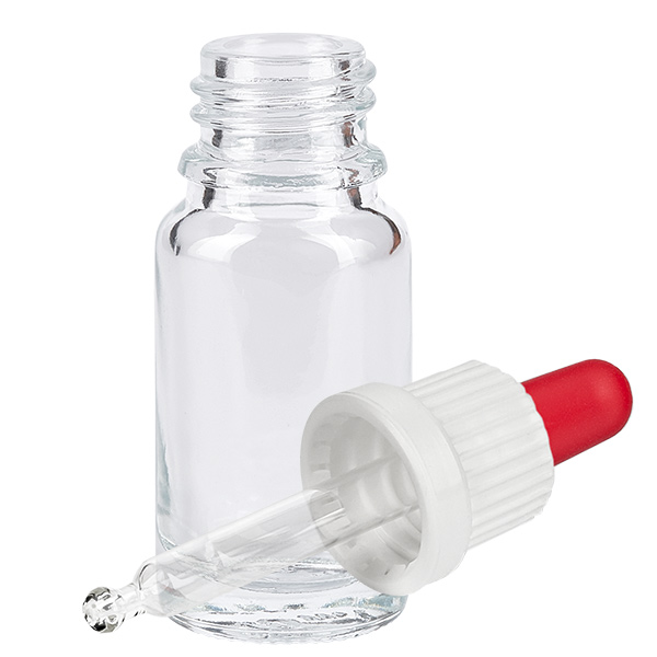 Flacon à pipette 10ml blanc/rouge OV ClearL. UT18/10