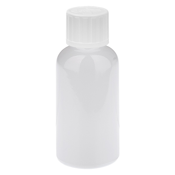 Flacon compte-gouttes 30 ml, bouchon standard blanc 1,2 mm, sécurité enfant WhiteLine UT18/30 Flacon compte-gouttes 30 ml, bouchon standard blanc 1,2 mm, sécurité enfant WhiteLine UT18/30