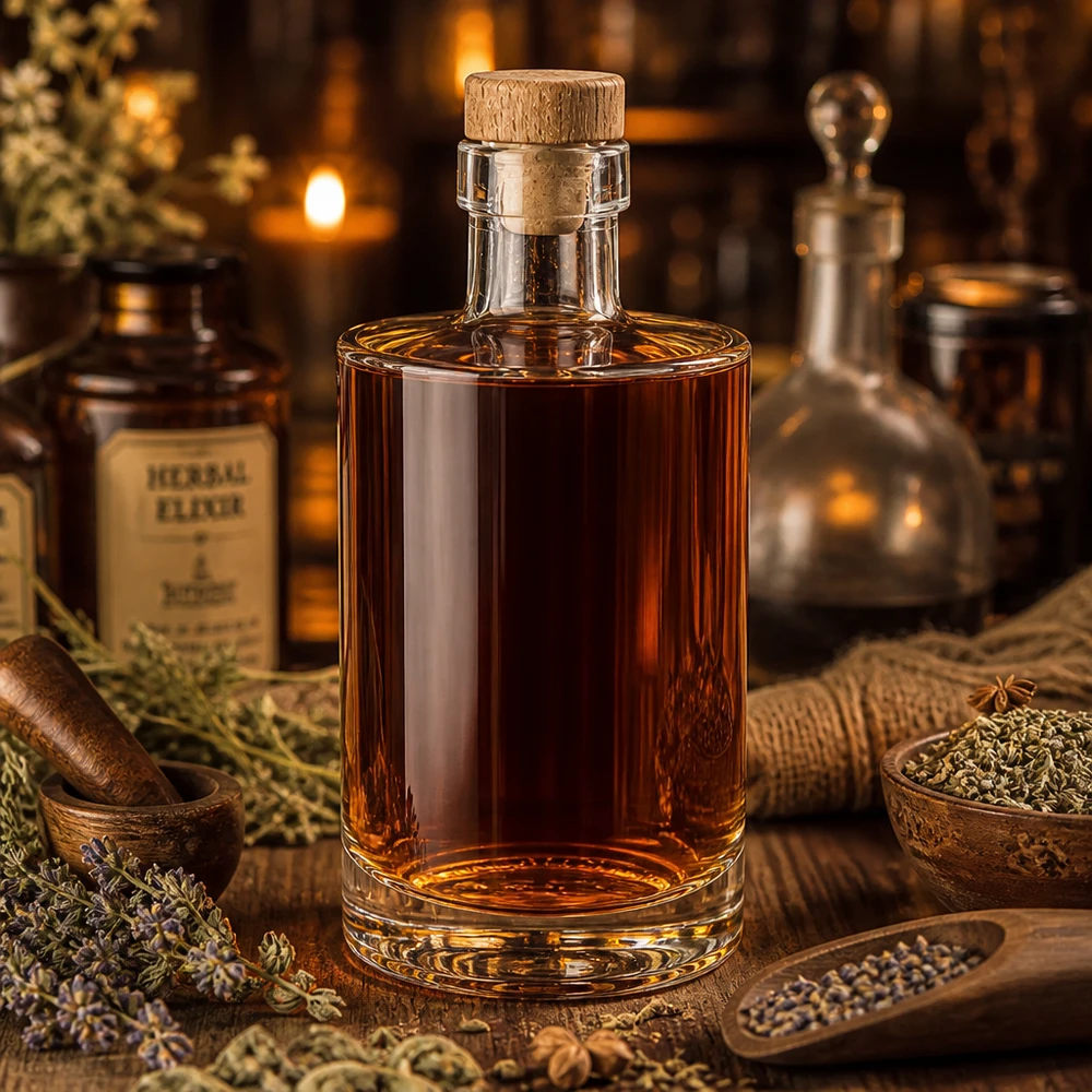 Bouteille en verre 350 ml « Galileo » avec bouchon en bois UNiTWIST®