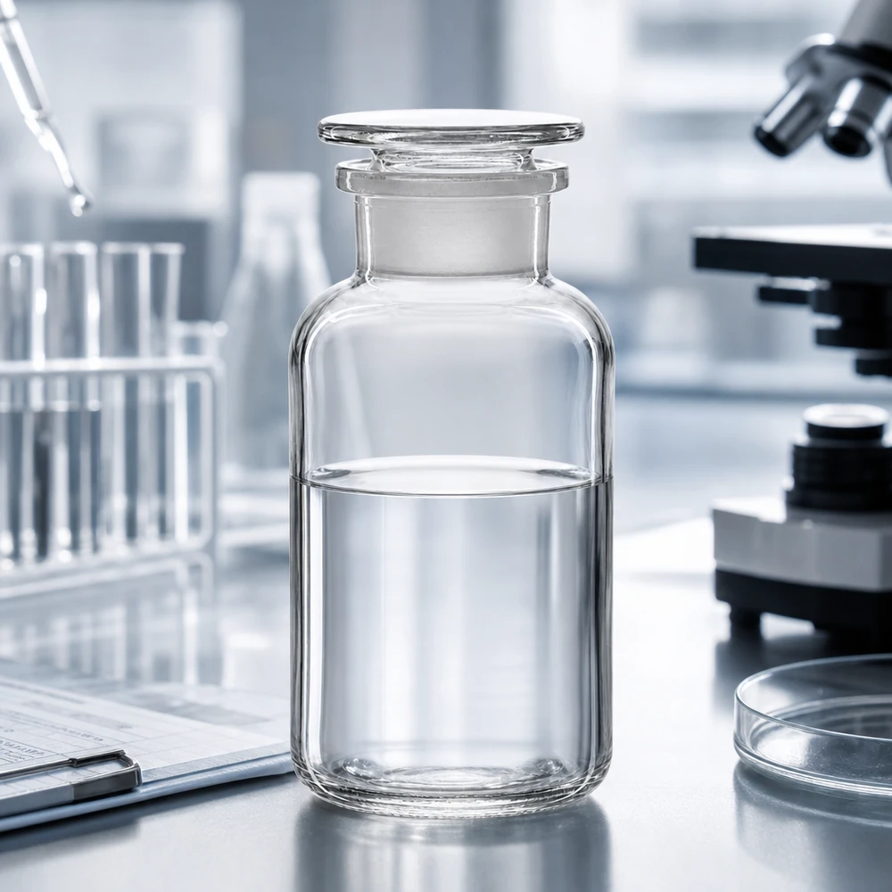 Flacon pharmaceutique 500 ml col large + bouchon verre clair Bouteille cylindrique à épaulement rond, 500 ml, transparente, à large goulot et bouchon en verre