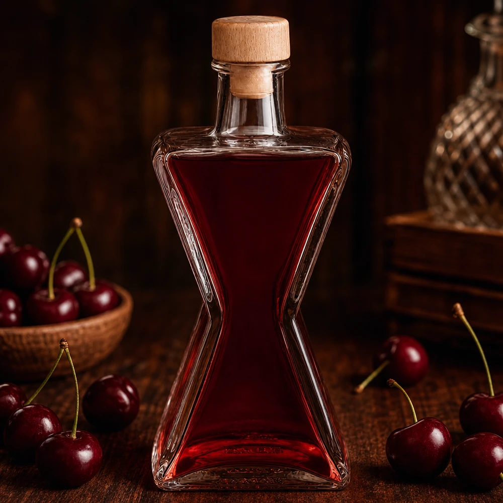 Bouteille en verre 200 ml « Star » avec bouchon en bois UNiTWIST®