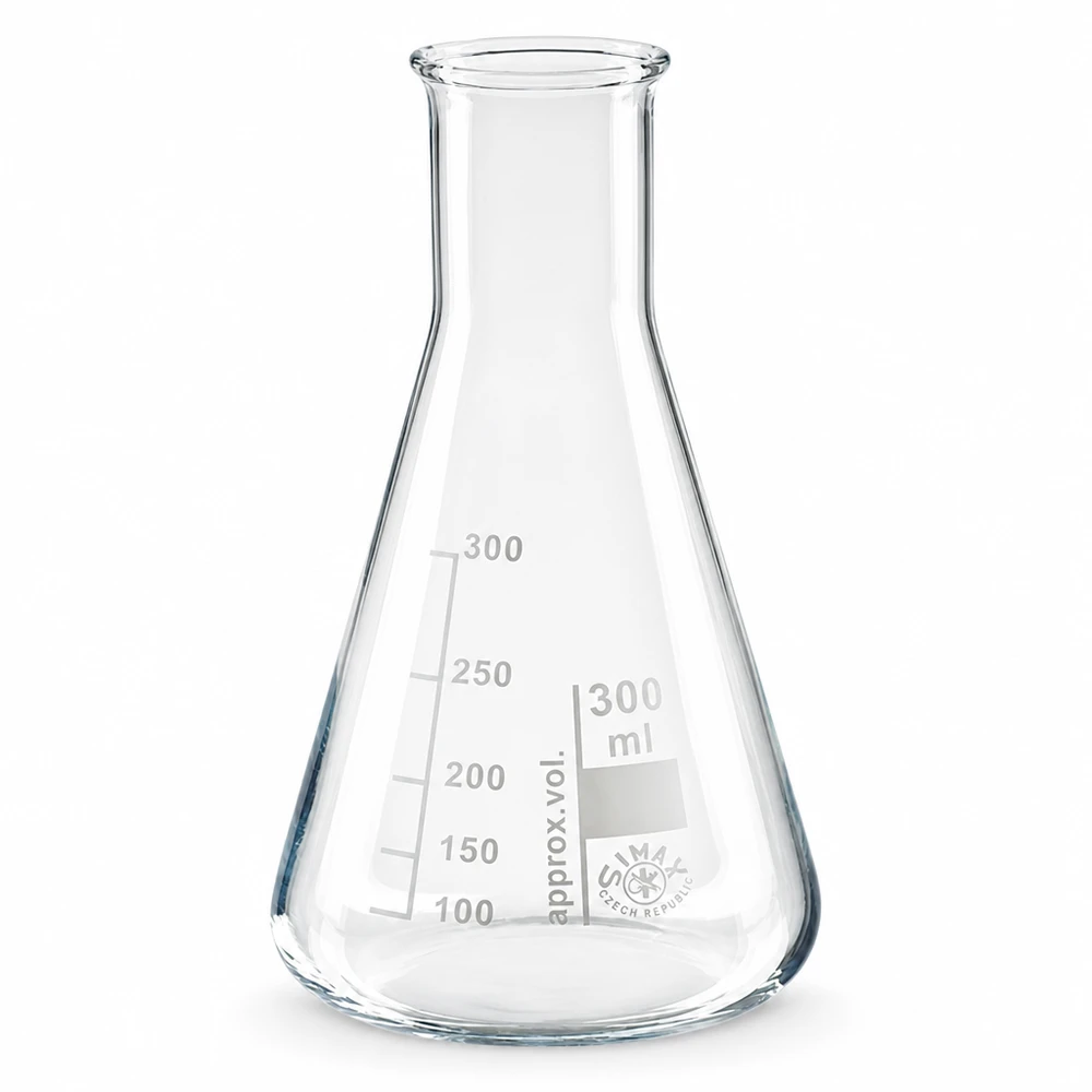Erlenmeyer 300ml col étroit, verre borosilicate Erlenmeyer 300ml col étroit, verre borosilicate
