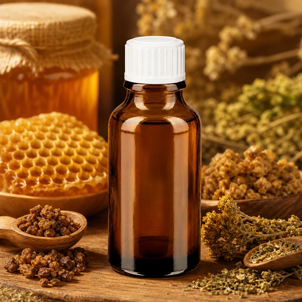 Flacon à pharmacie marron 20ml bouchon vissable blanc std Médecine naturelle : flacon en verre ambré de 20 ml avec bouchon à vis blanc de 11 mm pour la propolis et les essences d'herbes