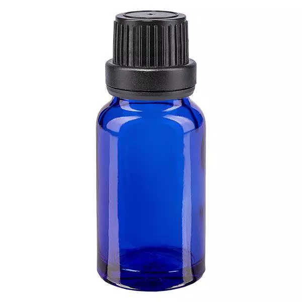 Flacon de pharmacie bleu 10ml bouchon vissable noir étanche bouchon d'inviolabilité