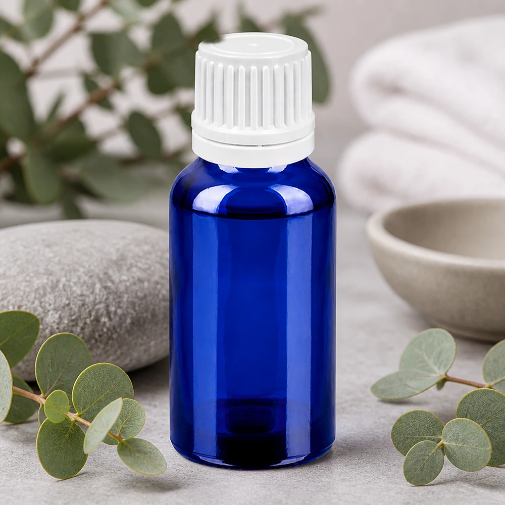 Flacon compte-goutte 20ml 0.7mm blanc OV BlueLine UT18/20 Orifice d'égouttage précis de 0,7 mm du flacon en verre de 20 ml pour un dosage exact des produits pharmaceutiques