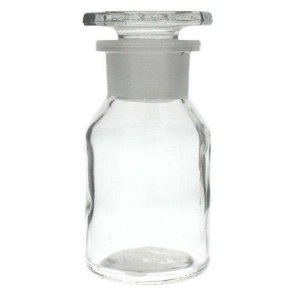 Flacon à col large et conique 50 ml en verre clair + bouchon de verre