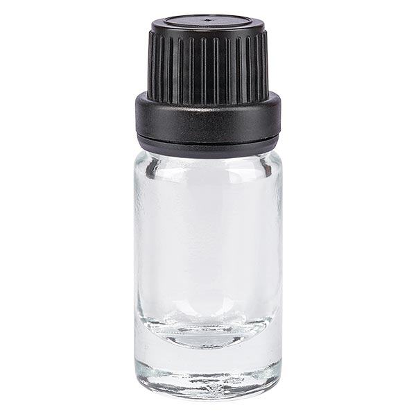 Flacon de pharmacie transparent 5ml bouchon compte-gouttes Prremium 2mm noir bouchon original