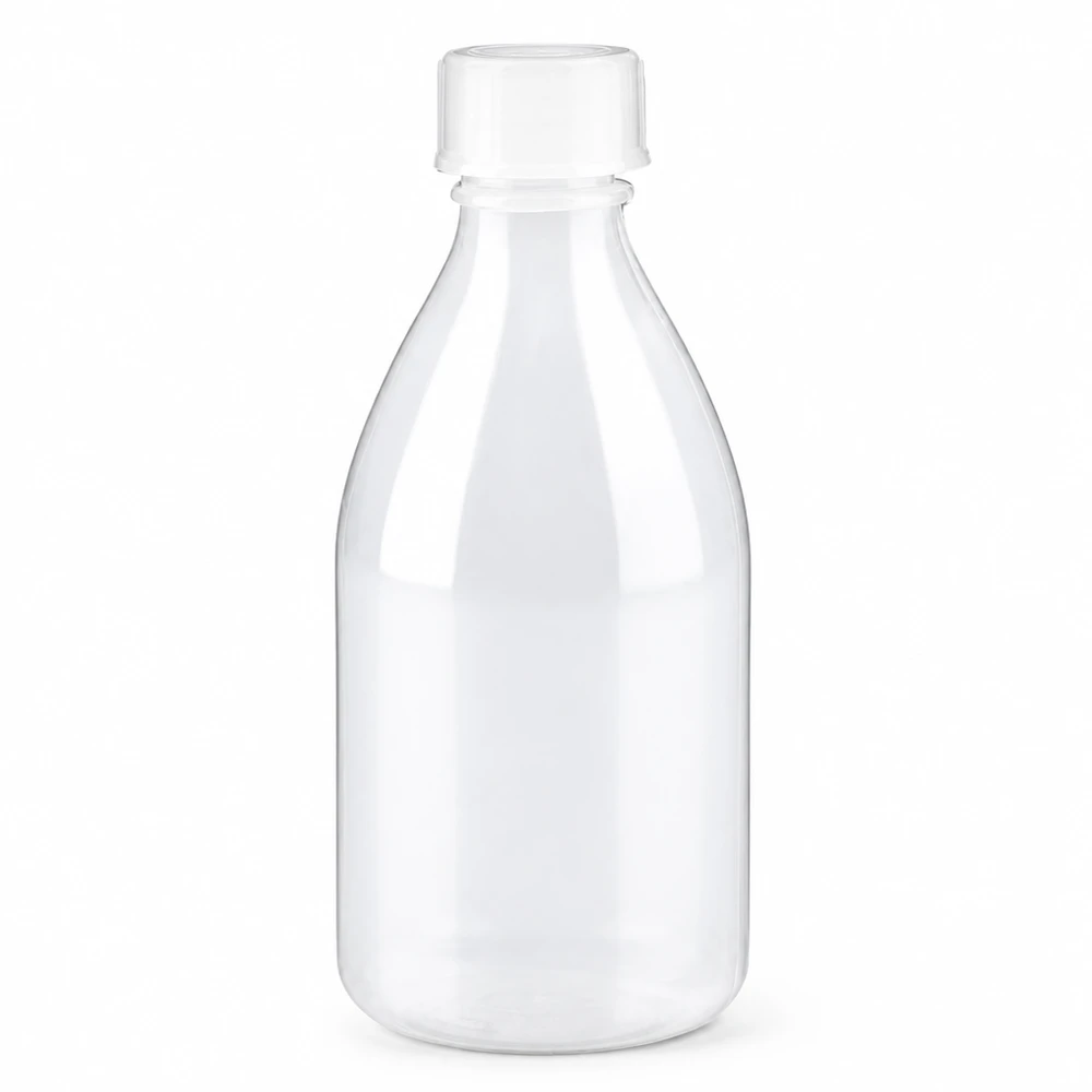 Flacon 100 ml à col étroit, avec bouchon Flacon à vis de 100 ml pour échantillons chimiques, en plastique transparent, à goulot étroit