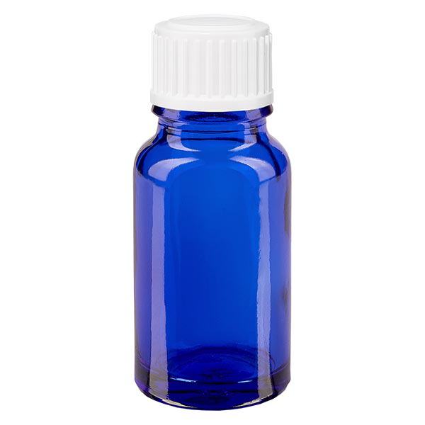 Flacon de pharmacie bleu 10ml bouchon vissable blanc globuli std