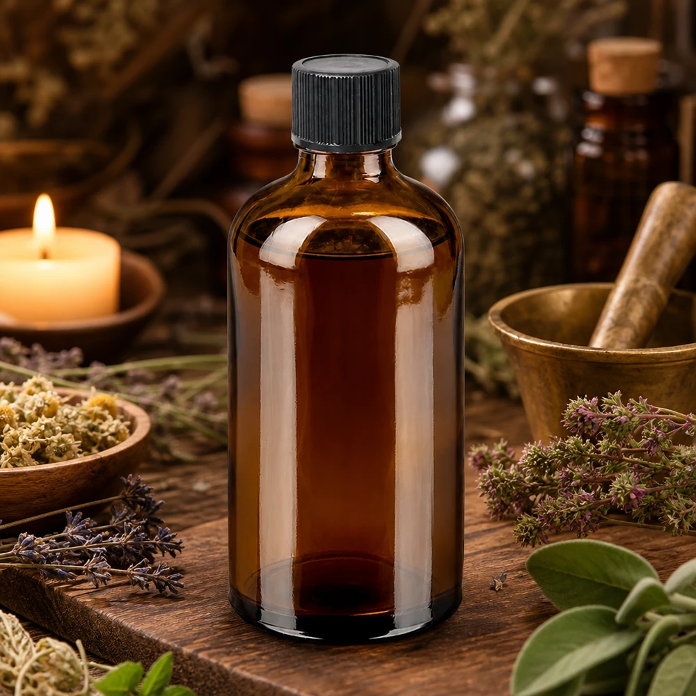 100ml compte-gouttes. 1mm noir STD BrownLine UT18/100 Bouteille en verre de haute qualité BrownLine 100ml avec couvercle noir pour une conservation sûre des essences