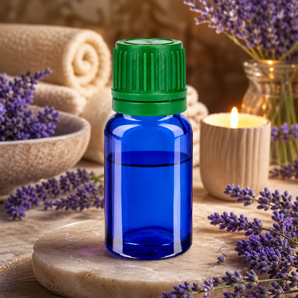 Flacon 10ml 11mm SV vert OV BlueLine UT18/10 Bouteille en verre bleu de 10 ml avec bouchon anti-fuite, idéale pour les voyages et les déplacements
