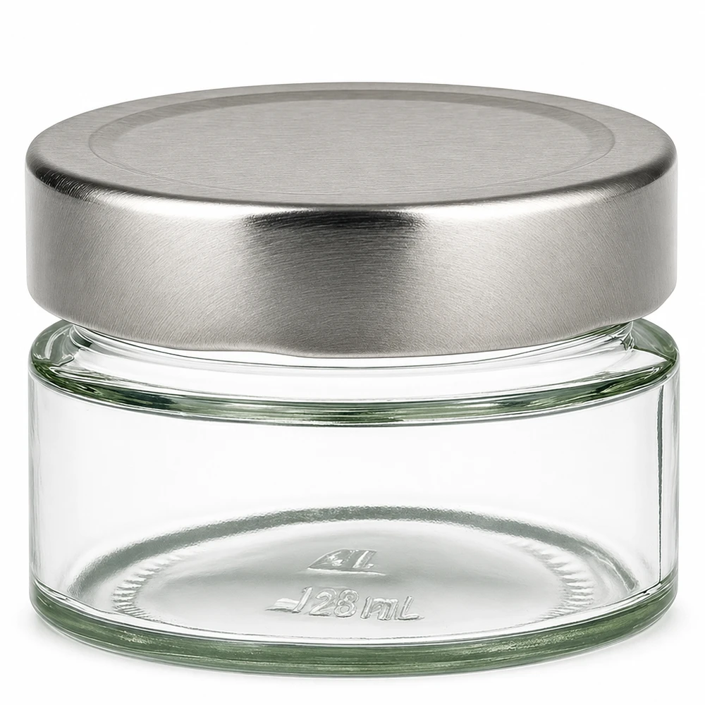 130ml Verre rond avec couvercle BasicSeal argent UNiTWIST 130ml Verre rond avec couvercle BasicSeal argent UNiTWIST