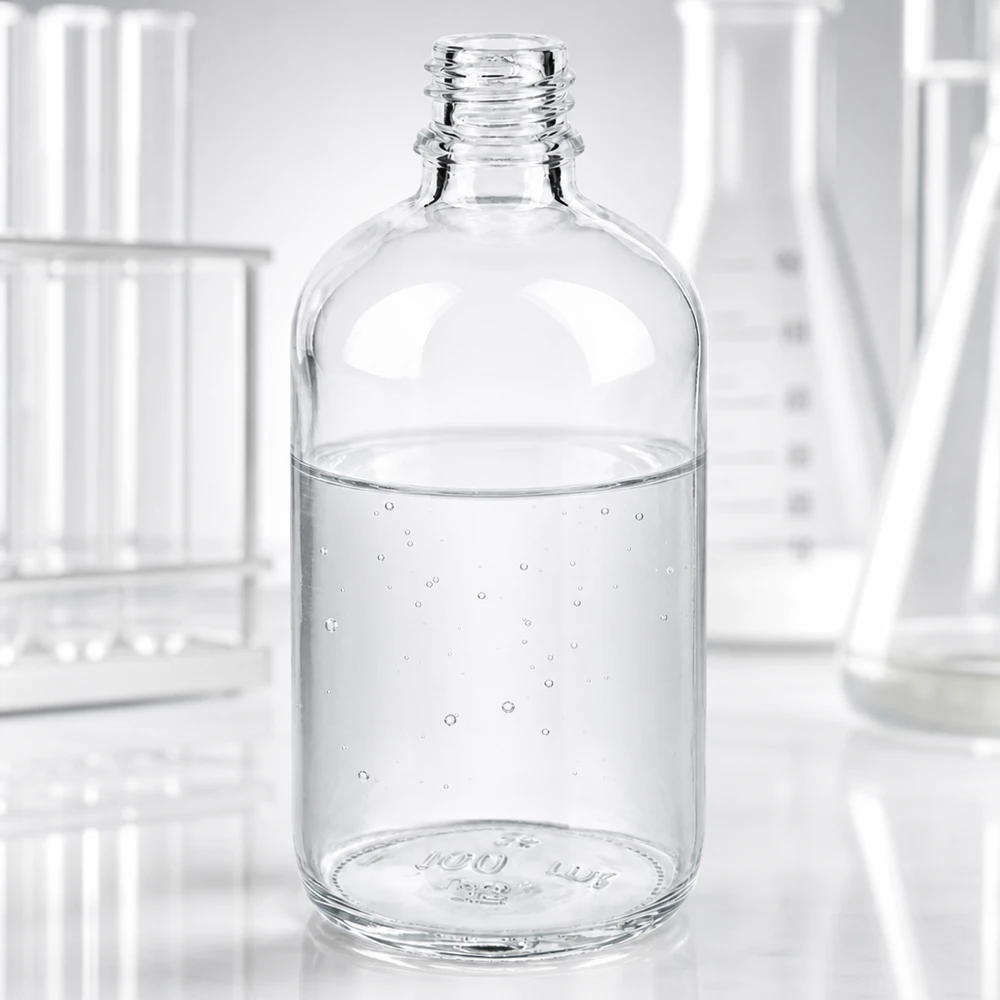 Flacon compte-gouttes 100 ml DIN18 - verre clair Bouteille de pharmacie transparente ApoGlas de 100 ml à large ouverture pour un remplissage et un nettoyage faciles