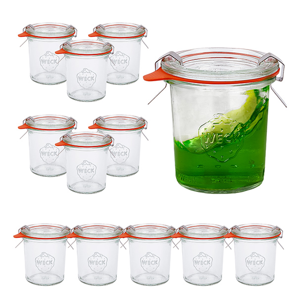 Lot de 12 bocaux Weck 140 ml verres renversés avec 12 couvercles en verre,