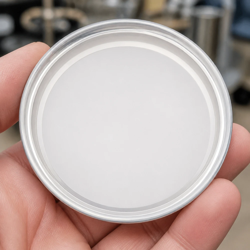 TO63 BasicSeal 63 mm, couvercle de bocaux blanc, forme ronde, bord en aluminium, produit UNiTWIST