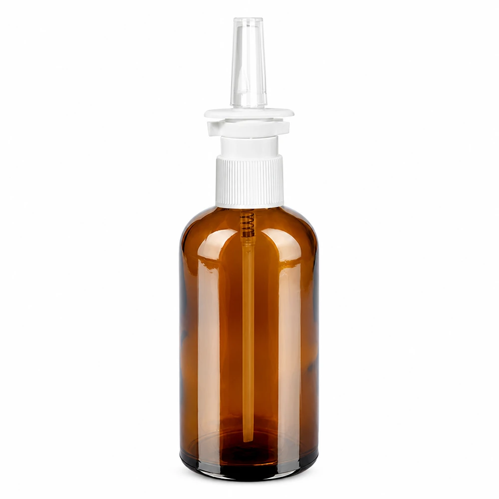 100ml flacon vaporisateur nasal w./tr. STD BrownLine UT18/100 Bouteille en verre Amber 100ml avec vaporisateur nasal pour protéger des UV et de l'oxydation