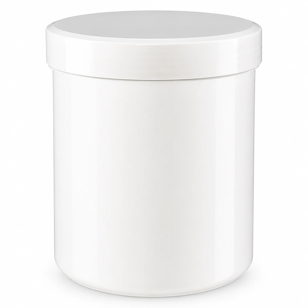 Pot à pommade en PP de qualité alimentaire, 500 g, blanc, avec couvercle à vis sécurisé, pour pharmacie et laboratoire