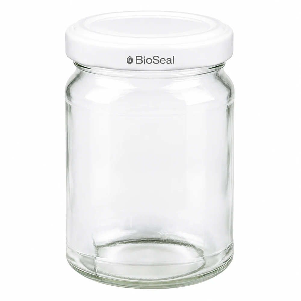 UNiTWIST Runda205 bocal avec couvercle blanc TO58 BioSeal - bocal rond vide pour la conservation et le stockage