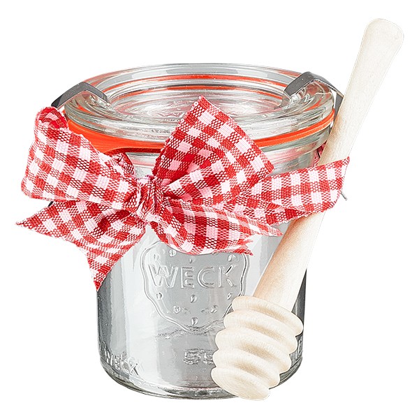 Mini bocal conique WECK 140 ml complet avec cuillère à miel et nud
