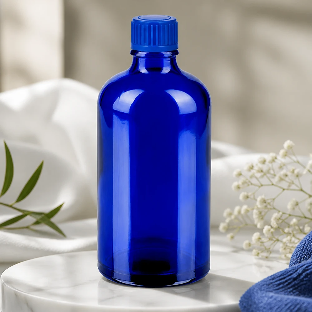 Flacon de 100ml 11mm SV bleu STD BlueLine UT18/100 Flacon polyvalent de 100 ml de la série BlueLine, parfait pour les laboratoires et les cosmétiques naturels