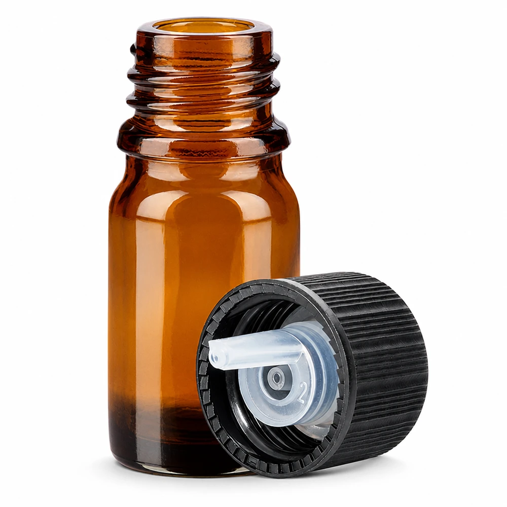 Flacon compte-goutte 5ml 1mm noir STD BrownLine UT18/5 Flacon en verre brun 5ml avec compte-gouttes 1mm pour huiles essentielles et teintures