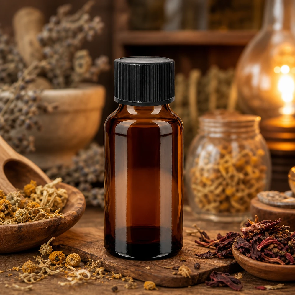 Flacon compte-gouttes de 20ml. 1mm noir STD BrownLine UT18/20 Flacon compte-gouttes de 20 ml en verre foncé avec embout de dosage précis pour les extraits
