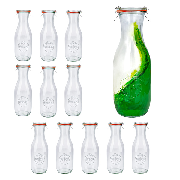 Set de 12 pots Weck 1062ml bouteille de jus avec 12 couvercles en verre,