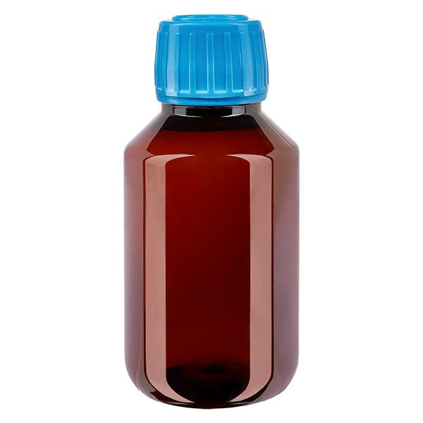 Bouteille PET 100ml avec bouchon bleu,bouchon d'inviolabilité