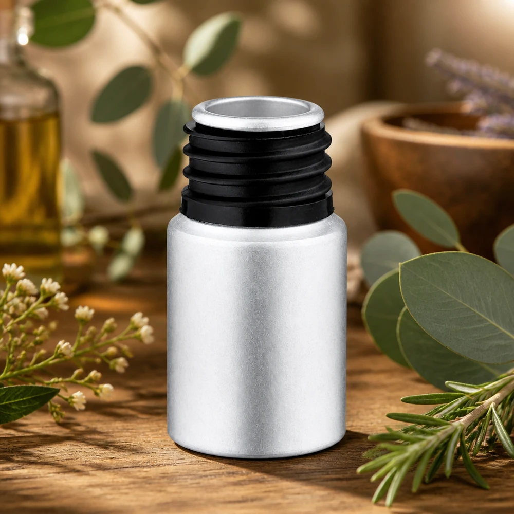 Bouteille en aluminium teinté 10 ml, sans bouchon Flacon en aluminium robuste de couleur argentée de 10ml idéal pour les voyages et les déplacements