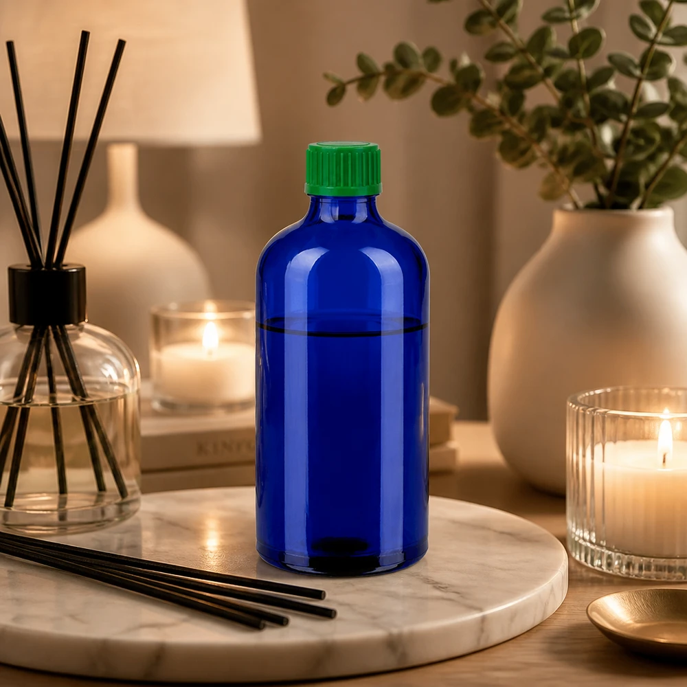 100ml Fl. goutte 0.8mm vert STD BlueLine UT18/100 Flacon compte-gouttes bleu de haute qualité 100ml en verre avec bouchon en plastique vert pour une conservation sûre