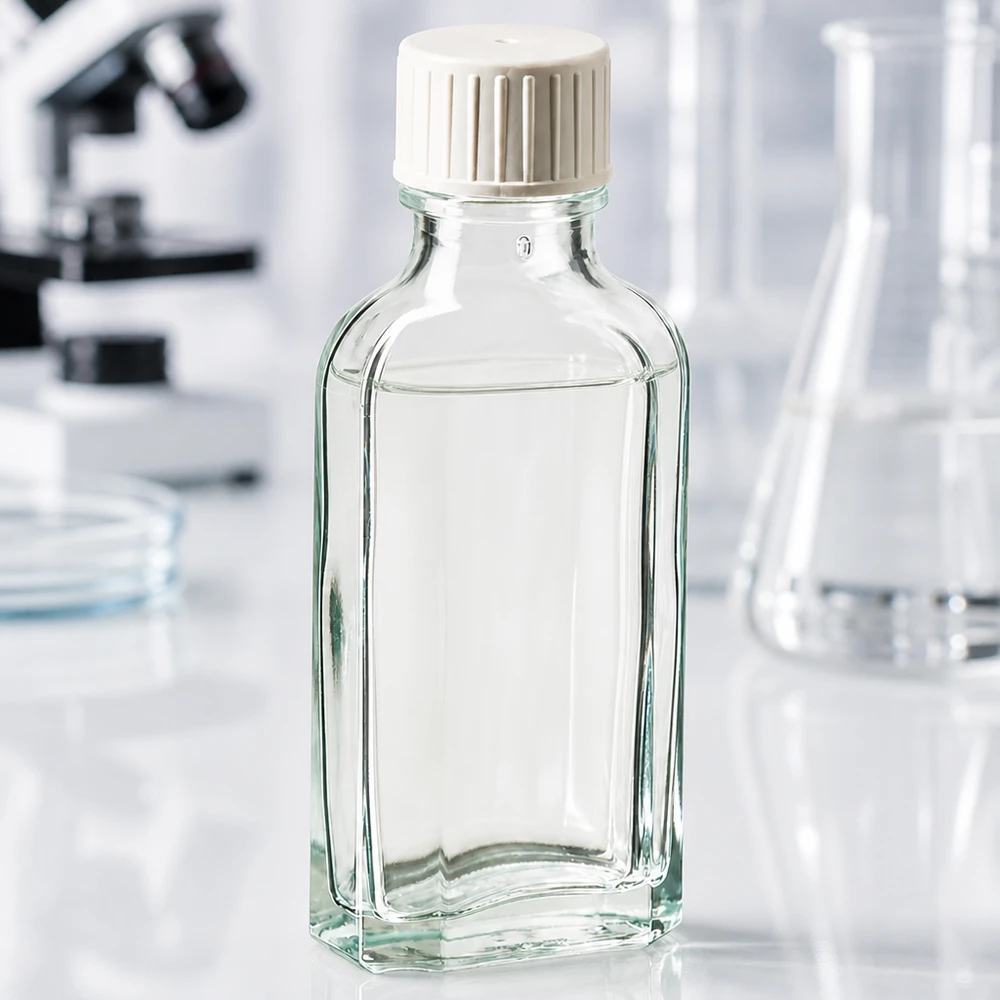 Flacon Meplat transparent de 50 ml avec bouchon à vis et anneau verseur