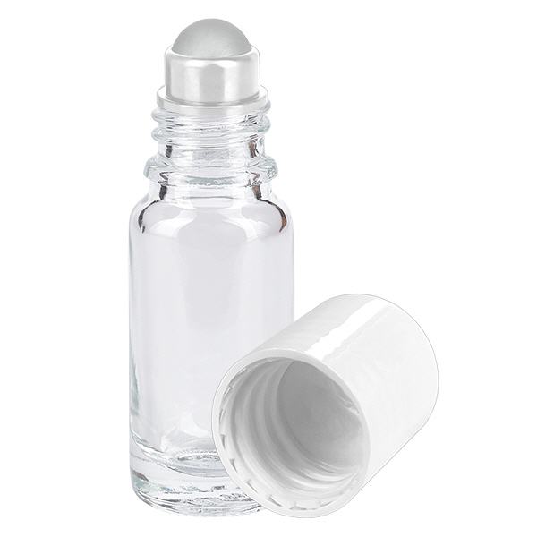 Flacon de pharmacie transparent 10ml roll-on bouchon blanc