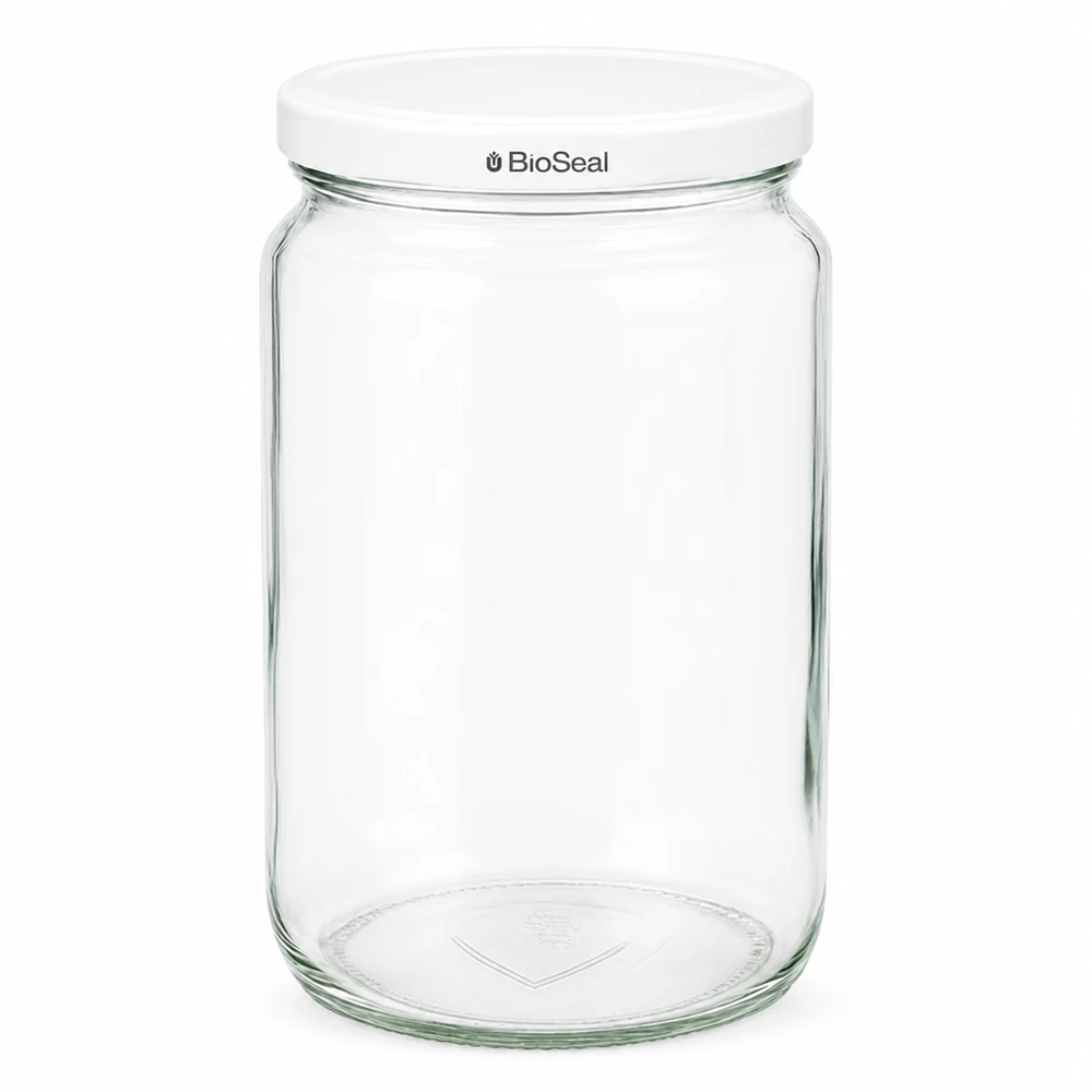 UNiTWIST Runda795 Pot de conservation avec couvercle blanc TO82 BioSeal - verre clair pour la conservation des aliments
