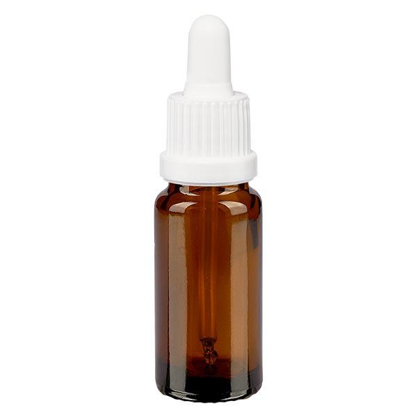 Flacon brun 10 ml + pipette blanche à système d'inviolabilité Flacon brun 10 ml + pipette blanche à système d'inviolabilité