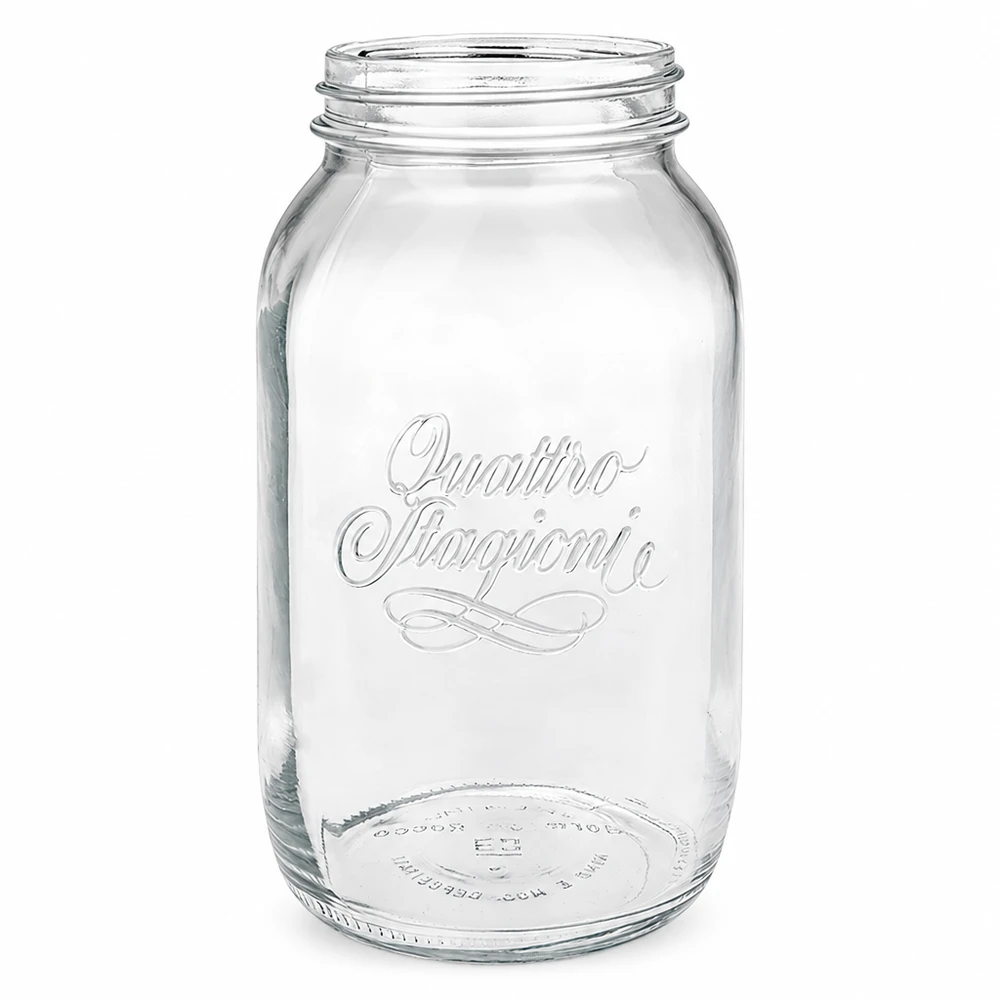 1500ml Verre rond 'Quattro Stagioni' QS86mm 1500ml Quattro Stagioni bocal ménager avec pas de vis, bocal transparent pour la cuisine et les provisions